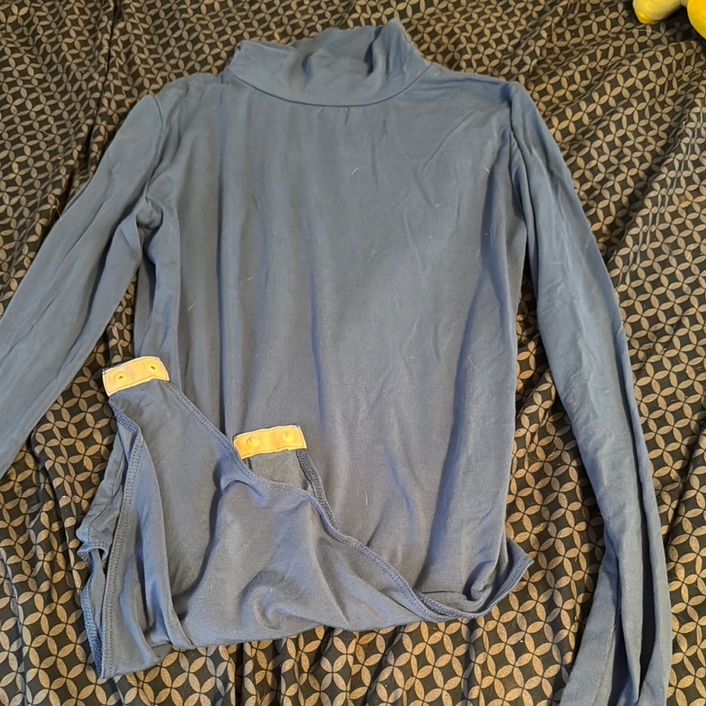 Blue Long Sleeve Turtleneck Bodysuit